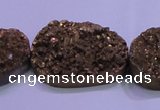 CAG8667 7.5 inches 22*30mm freeform glod plated druzy agate beads