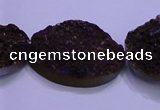 CAG8668 7.5 inches 22*30mm freeform purple plated druzy agate beads