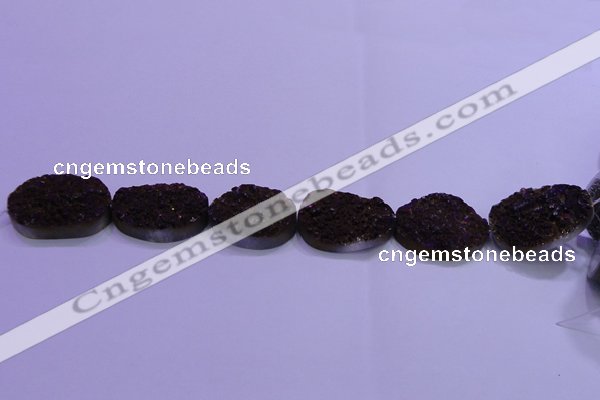 CAG8668 7.5 inches 22*30mm freeform purple plated druzy agate beads