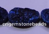 CAG8669 7.5 inches 22*30mm freeform blue plated druzy agate beads