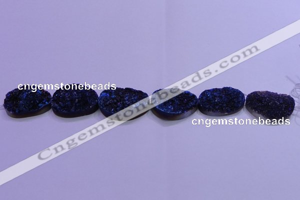 CAG8669 7.5 inches 22*30mm freeform blue plated druzy agate beads