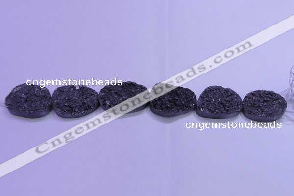 CAG8670 7.5 inches 22*30mm freeform black plated druzy agate beads