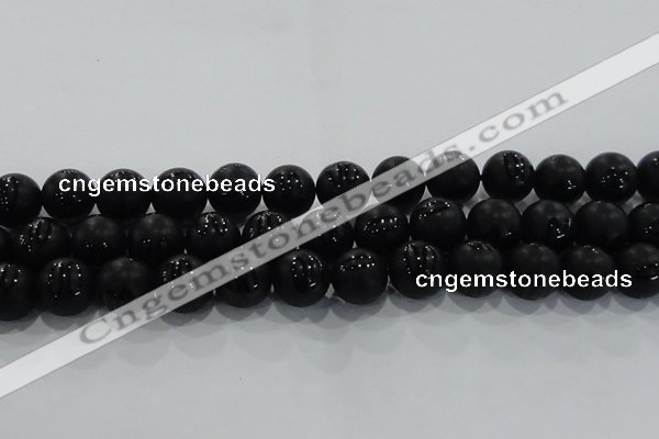 CAG8688 15.5 inches 12mm round matte tibetan agate gemstone beads