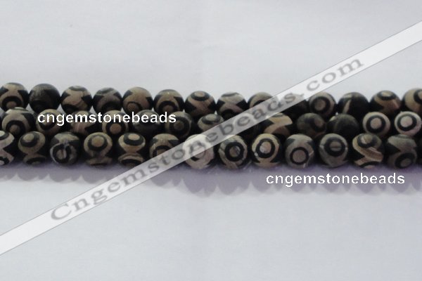 CAG8703 15.5 inches 12mm round matte tibetan agate gemstone beads