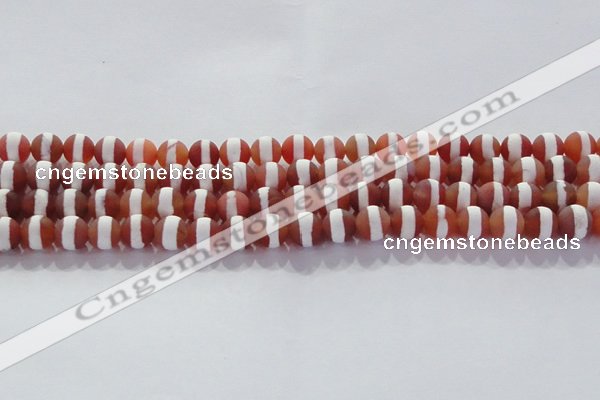 CAG8706 15.5 inches 8mm round matte tibetan agate gemstone beads