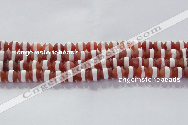 CAG8707 15.5 inches 10mm round matte tibetan agate gemstone beads