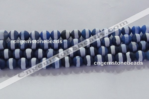 CAG8718 15.5 inches 12mm round matte tibetan agate gemstone beads