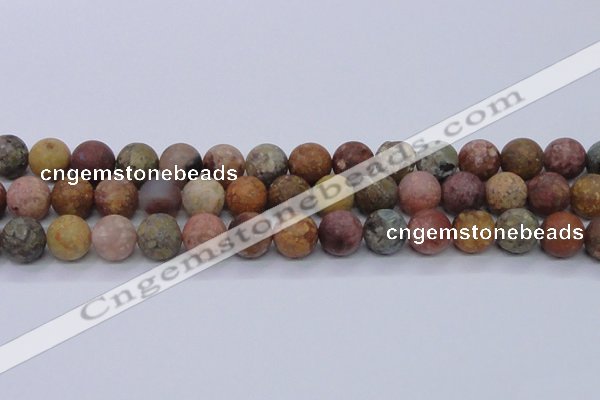 CAG8749 15.5 inches 12mm round matte rainbow agate beads