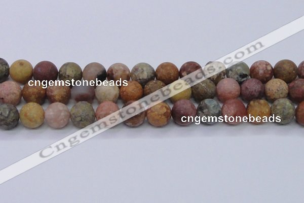 CAG8750 15.5 inches 14mm round matte rainbow agate beads