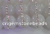 CAG8851 15.5 inches 8mm faceted round agate with rhinestone beads