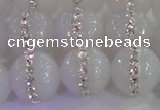 CAG8852 15.5 inches 10mm faceted round agate with rhinestone beads