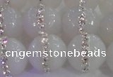 CAG8853 15.5 inches 12mm faceted round agate with rhinestone beads