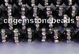 CAG8855 15.5 inches 6mm faceted round agate with rhinestone beads