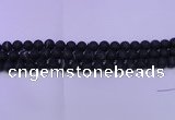 CAG8870 15.5 inches 4mm round matte black line agate beads