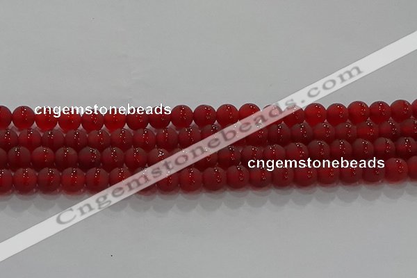 CAG8901 15.5 inches 6mm round matte red agate beads wholesale