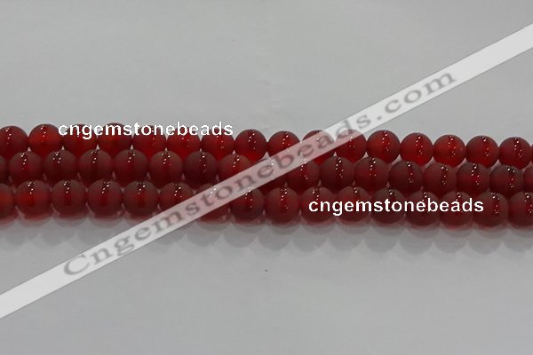 CAG8902 15.5 inches 8mm round matte red agate beads wholesale