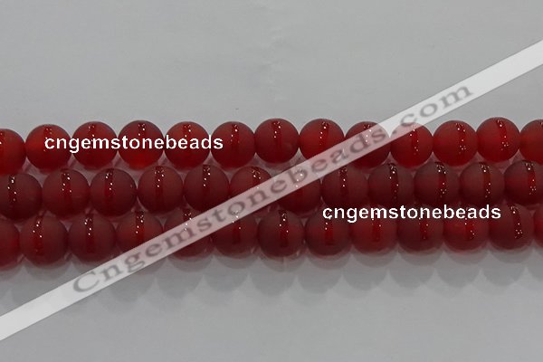 CAG8903 15.5 inches 10mm round matte red agate beads wholesale