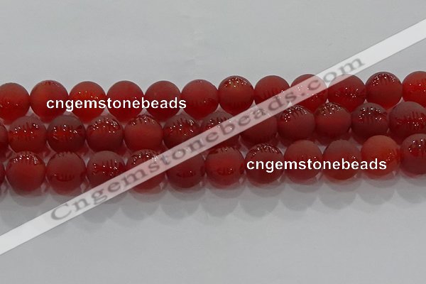 CAG8909 15.5 inches 10mm round matte red agate beads wholesale