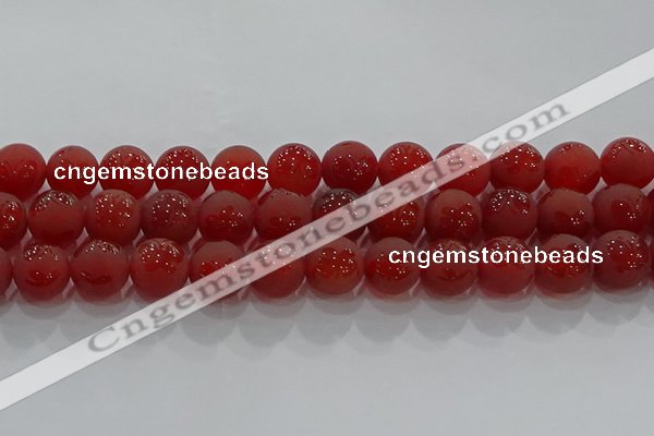 CAG8915 15.5 inches 10mm round matte red agate beads wholesale