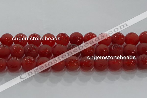 CAG8916 15.5 inches 12mm round matte red agate beads wholesale