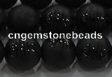 CAG8920 15.5 inches 8mm round matte black agate beads wholesale