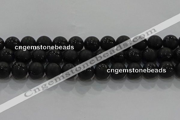 CAG8920 15.5 inches 8mm round matte black agate beads wholesale