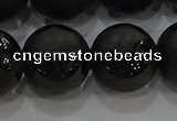 CAG8928 15.5 inches 12mm round matte black agate beads wholesale