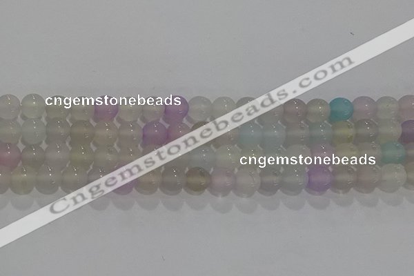 CAG8931 15.5 inches 6mm round matte colorful agate beads wholesale