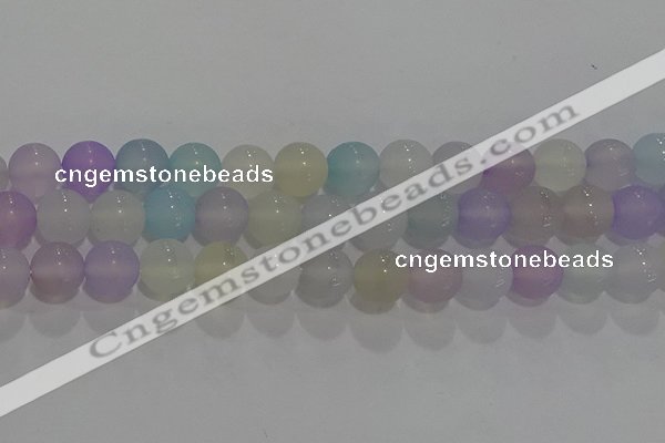 CAG8932 15.5 inches 8mm round matte colorful agate beads wholesale