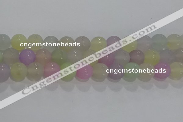 CAG8933 15.5 inches 10mm round matte colorful agate beads wholesale