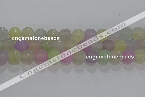 CAG8934 15.5 inches 12mm round matte colorful agate beads wholesale