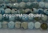 CAG8936 15.5 inches 4mm faceted round fire crackle agate beads