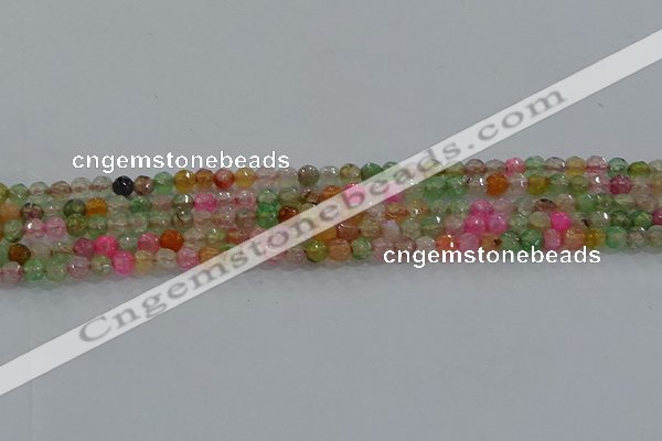 CAG8938 15.5 inches 4mm faceted round fire crackle agate beads
