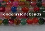 CAG8940 15.5 inches 4mm faceted round fire crackle agate beads