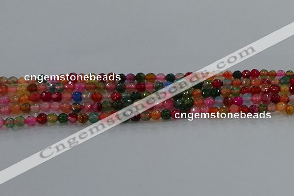 CAG8940 15.5 inches 4mm faceted round fire crackle agate beads