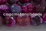 CAG8942 15.5 inches 8mm faceted round fire crackle agate beads