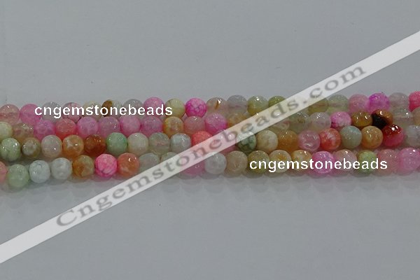 CAG8948 15.5 inches 6mm faceted round fire crackle agate beads