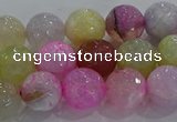 CAG8949 15.5 inches 8mm faceted round fire crackle agate beads