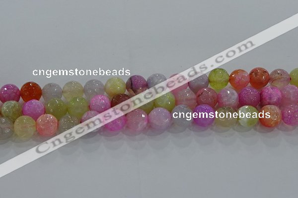 CAG8949 15.5 inches 8mm faceted round fire crackle agate beads