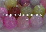 CAG8950 15.5 inches 10mm faceted round fire crackle agate beads