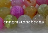 CAG8951 15.5 inches 12mm faceted round fire crackle agate beads