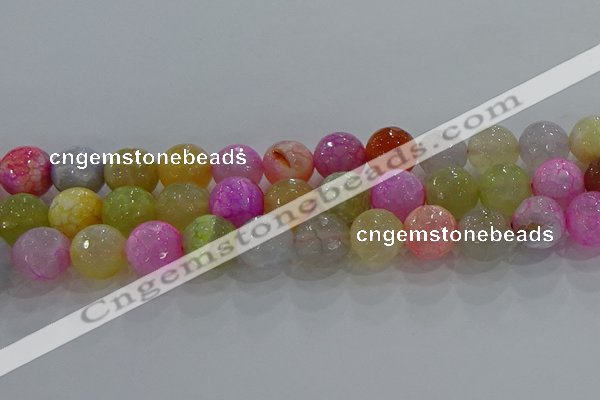 CAG8951 15.5 inches 12mm faceted round fire crackle agate beads
