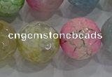 CAG8953 15.5 inches 16mm faceted round fire crackle agate beads