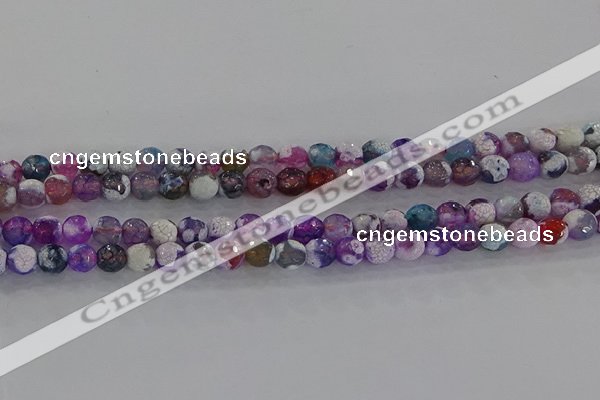 CAG8955 15.5 inches 6mm faceted round fire crackle agate beads