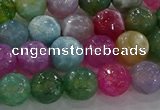 CAG8956 15.5 inches 8mm faceted round fire crackle agate beads