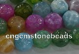 CAG8957 15.5 inches 10mm faceted round fire crackle agate beads