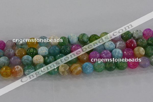 CAG8957 15.5 inches 10mm faceted round fire crackle agate beads