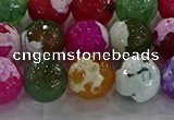 CAG8958 15.5 inches 12mm faceted round fire crackle agate beads