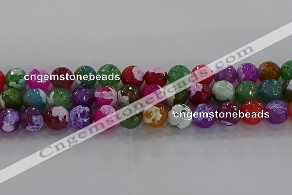 CAG8958 15.5 inches 12mm faceted round fire crackle agate beads