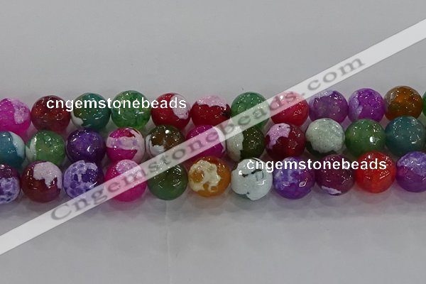 CAG8959 15.5 inches 14mm faceted round fire crackle agate beads